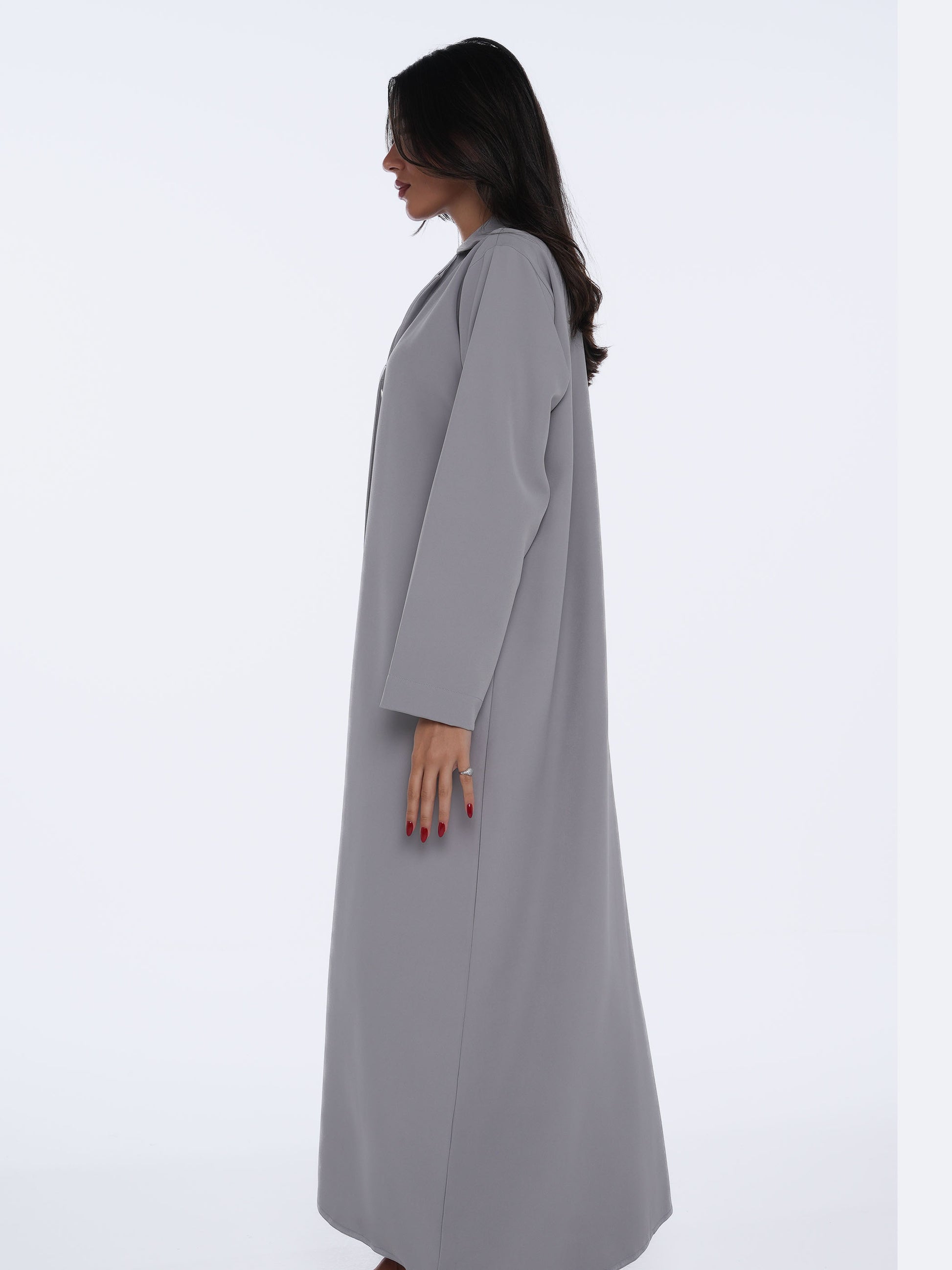 Grey Metallic Button Abaya
